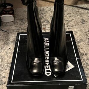 Karl Lagerfeld Shiny Black Ankle Boots